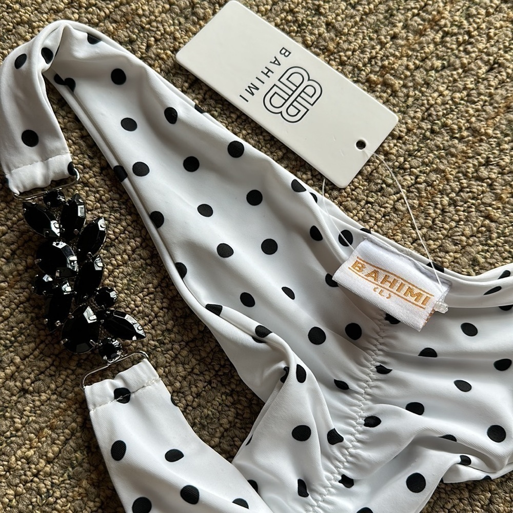 Bahimi London Swim - Cheeky Bikini Bottom Polka Dot Nwt New Size L — image 6 of 8